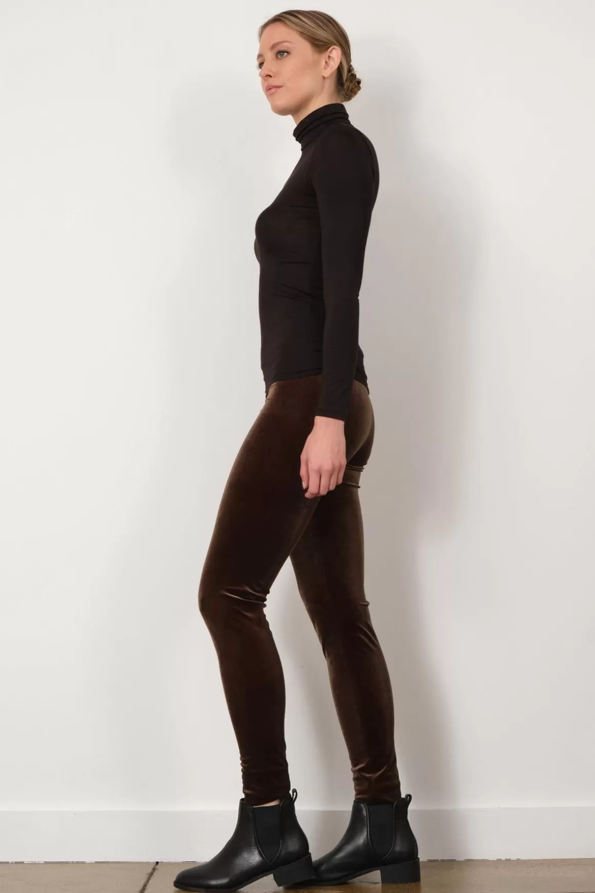 Pull On Skinny Velvet Olive | Avenue Montaigne Shop